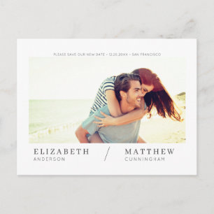 Save Our New Date Simple Chic Custom Photo Wedding Postcard