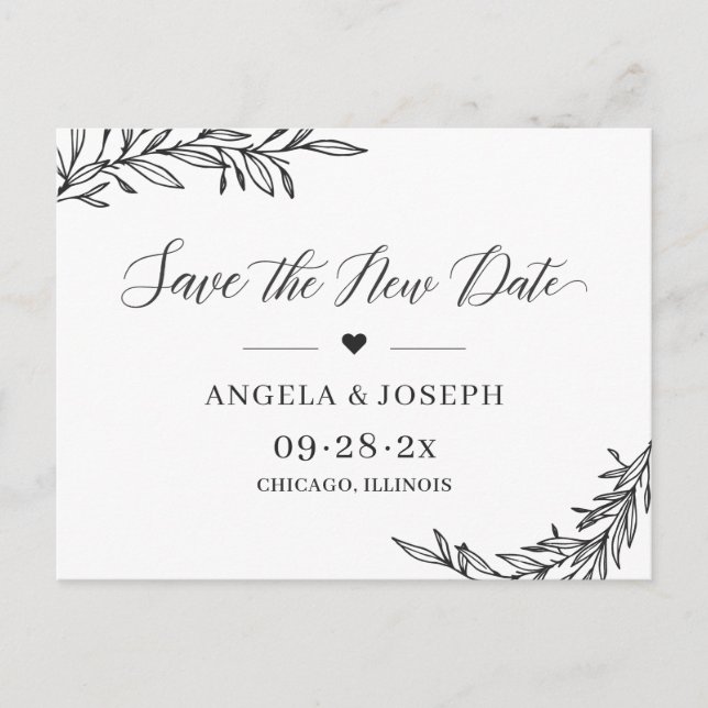 Save Our New Date Wedding Postponed Change of Plan Postcard (Front)