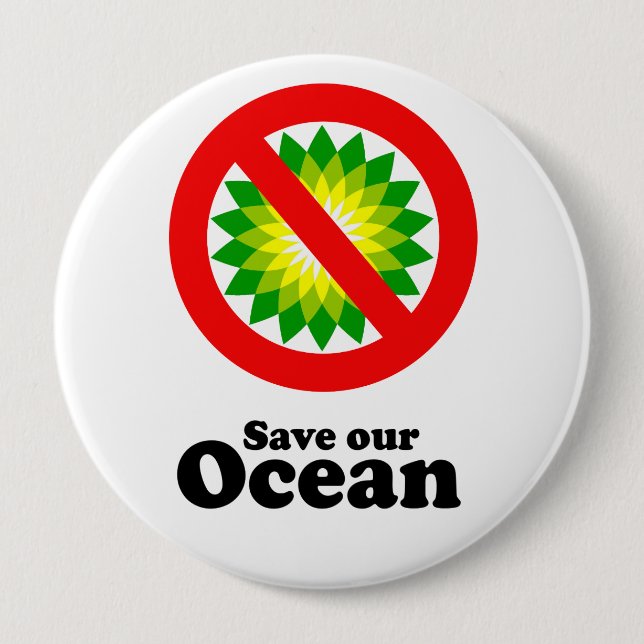 SAVE OUR OCEAN 10 CM ROUND BADGE (Front)