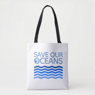 Save Our Oceans Blue Stylised Earth Waves Tote Bag