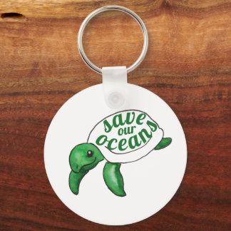 Save Our Oceans Cute Turtle Key Ring