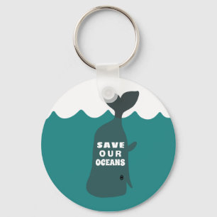 Save Our Oceans Environmental Art Whale  Key Ring