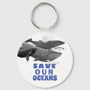 Save Our Oceans Environmental Art Whale   Key Ring