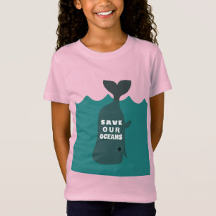Save Our Oceans Environmental Art Whale Kids Girl T-Shirt