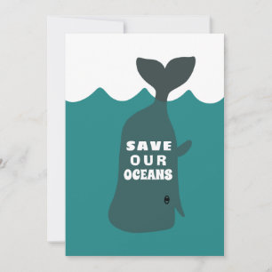 Save Our Oceans Environmental Art Whale Kids  Invitation