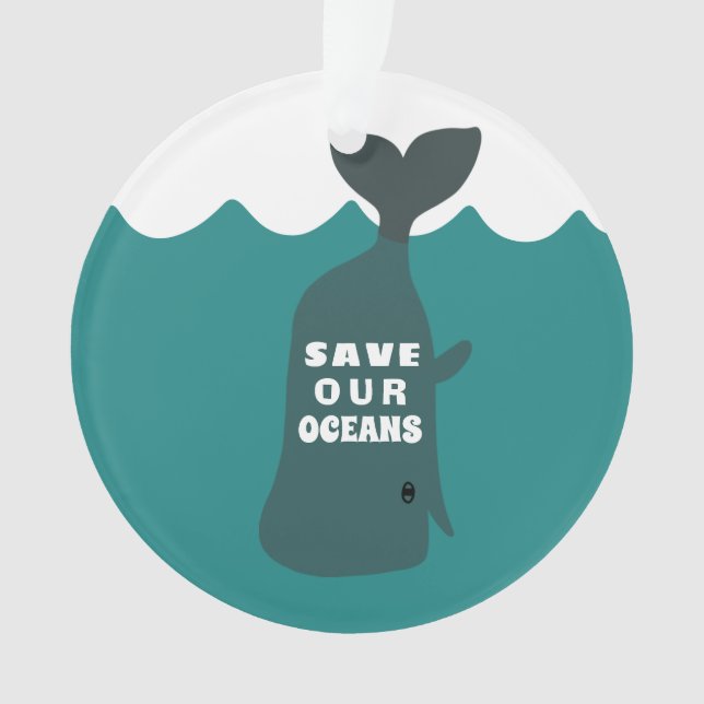 Save Our Oceans Environmental Art Whale Kids   Ornament (Front)