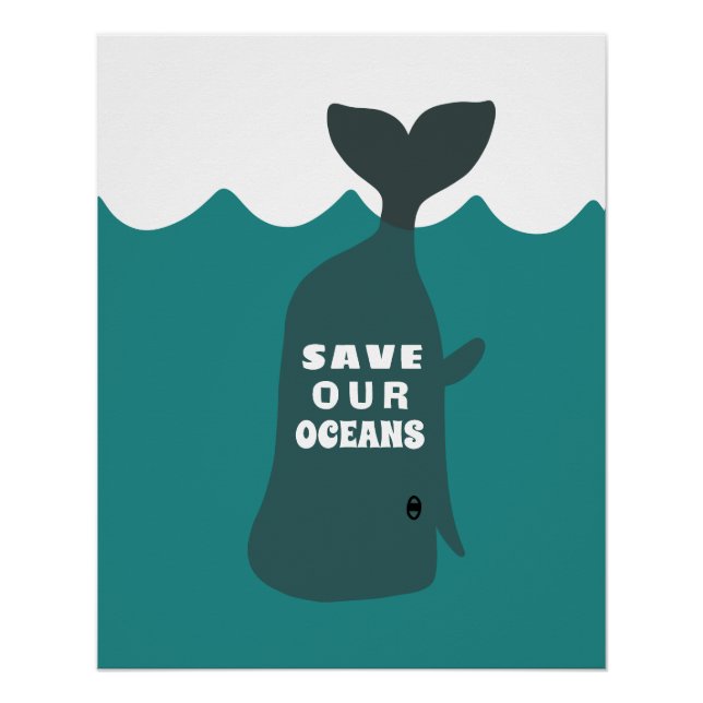 Save Our Oceans Environmental Art Whale Kids  Poster (Front)