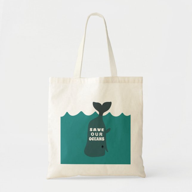 Save Our Oceans Environmental Art Whale Kids Tote Bag (Front)