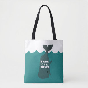 Save Our Oceans Environmental Art Whale  Tote Bag