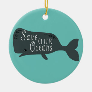 Save Our Oceans Environmental Whale Blue Ceramic Tree Decoration