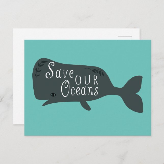 Save Our Oceans Environmental Whale Blue Postcard (Front/Back)