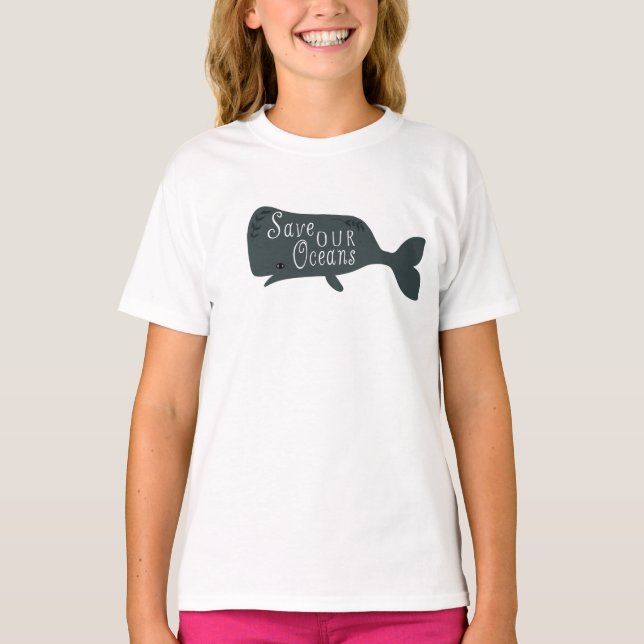 Save Our Oceans Environmental Whale  T-Shirt (Front)