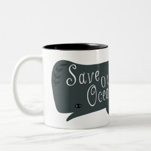 Save Our Oceans Environmental Whale  Two-Tone Coffee Mug