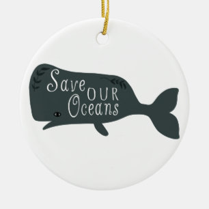 Save Our Oceans Environmental Whale White Ceramic Tree Decoration