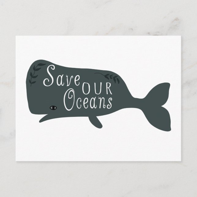 Save Our Oceans Environmental Whale White Postcard (Front)