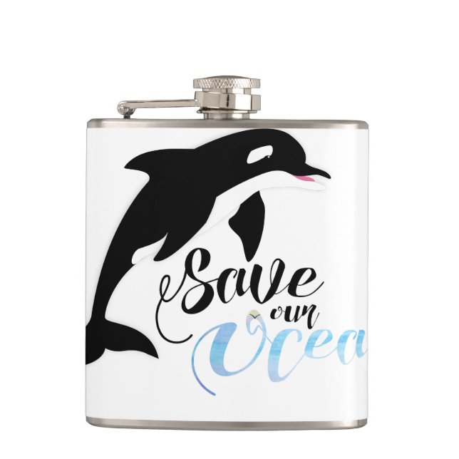 Save our Oceans Hip Flask (Front)