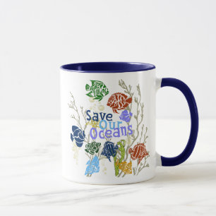 Save Our Oceans Nautical Coral Reef Coffee Cup