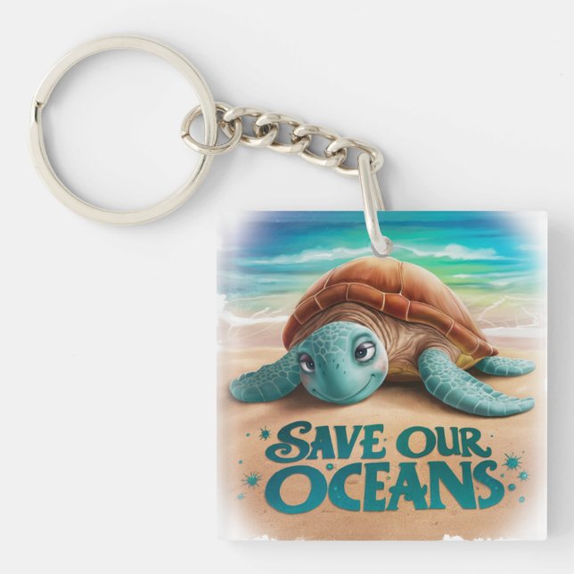 Save our oceans Ocean and Marine Protection Key Ring (Front)