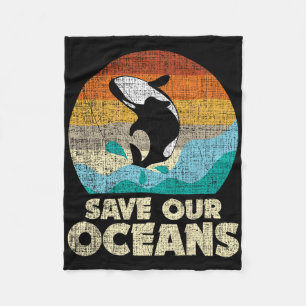 Save Our Oceans Orca Whale - Earth Day And Climate Fleece Blanket