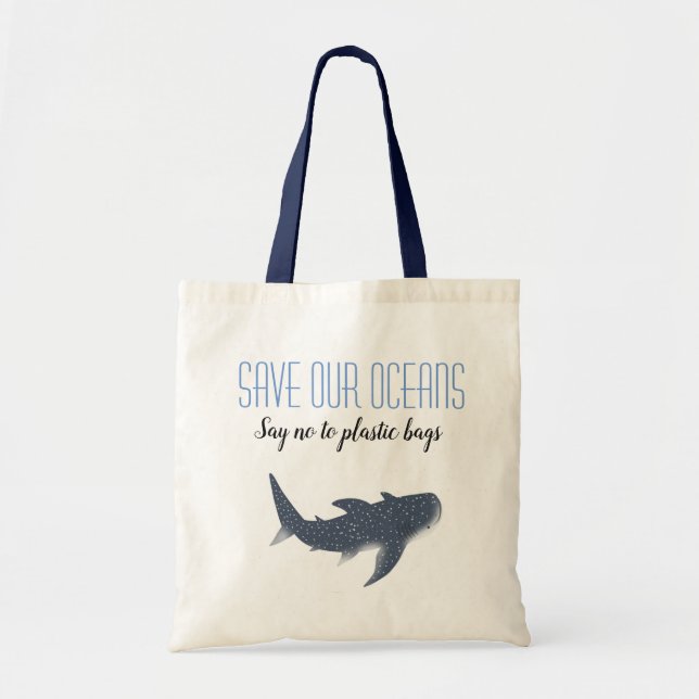 Save our oceans plastic free Whale Shark tote bag (Front)