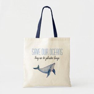 Save our oceans plastic free whale tote bag