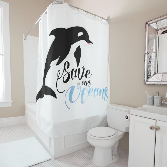 Save our Oceans Shower Curtain (In Situ)