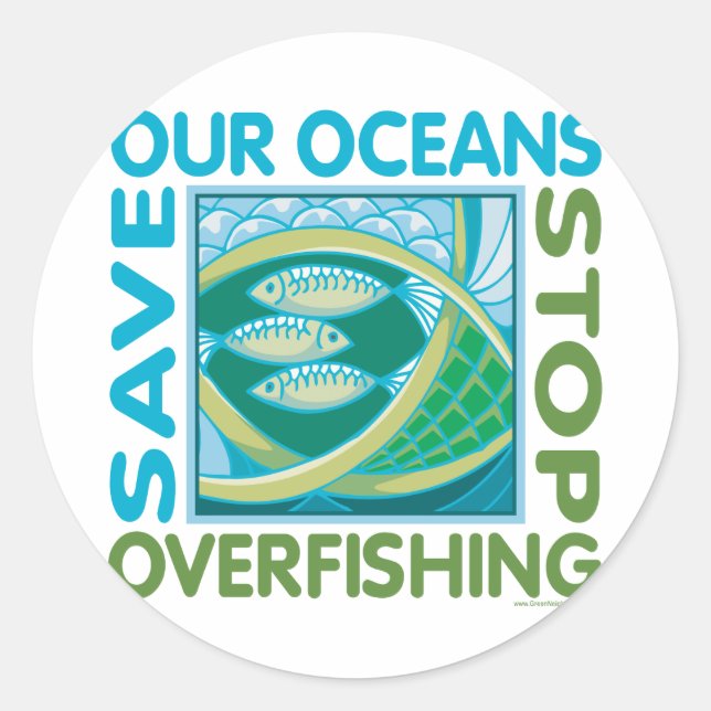 Save Our Oceans - Stop Overfishing Classic Round Sticker (Front)