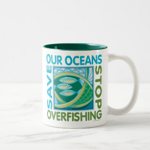 Save Our Oceans - Stop Overfishing Two-Tone Coffee Mug