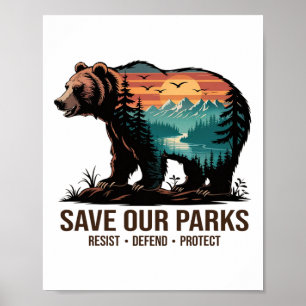 Save Our Parks Environmental Hiking Nature Lover T Poster