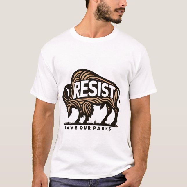 Save Our Parks Retro Bison Resist Environmental T-Shirt (Front)
