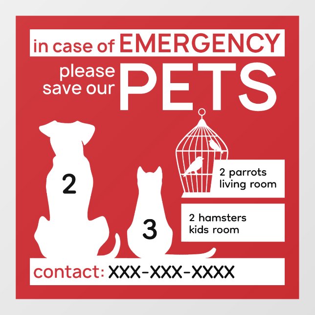 Save Our Pets Editable Window Cling (Sheet)