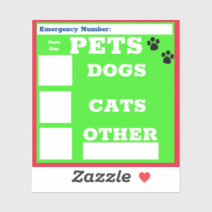 Save Our Pets, Window Sticker