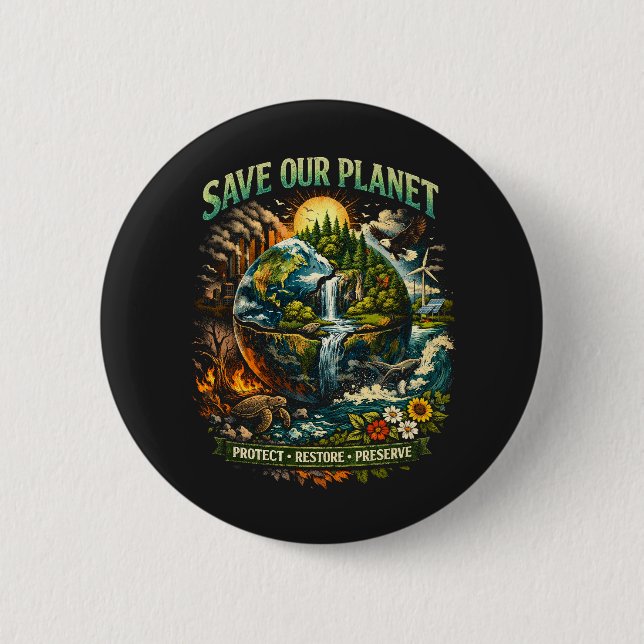 Save Our Planet 6 Cm Round Badge (Front)