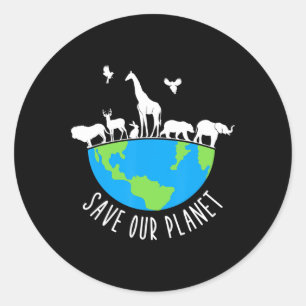 Save Our Planet Animals Conservation Earth Day Classic Round Sticker