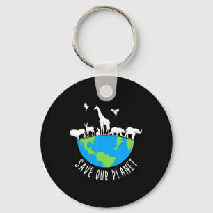 Save Our Planet Animals Conservation Earth Day Key Ring