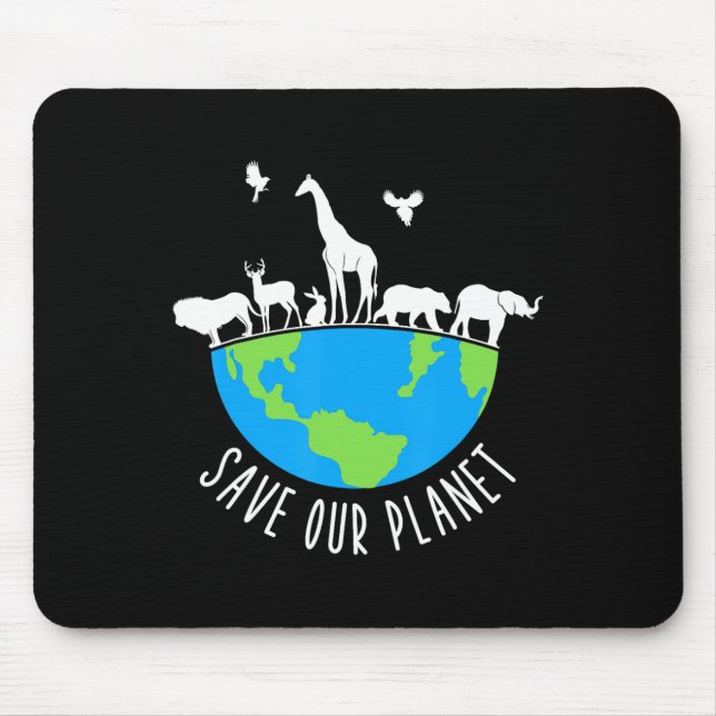 Save Our Planet Animals Conservation Earth Day  Mouse Mat (Front)