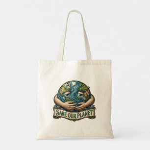 Save Our Planet Crying Earth Eco Awareness Tote Bag