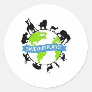 Save Our Planet Cute Earth Day Men Women Kids Classic Round Sticker