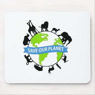 Save Our Planet Cute Earth Day Men Women Kids Mouse Mat