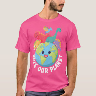 Save Our Planet Dinosaur Earth Day 2024 Kids Boys  T-Shirt