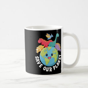 Save Our Planet Dinosaur Earth Day Kids Boys Girls Coffee Mug