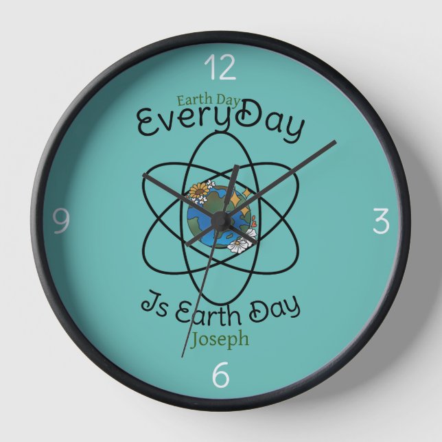 save our planet, every day is earth day, custom  clock (Front)