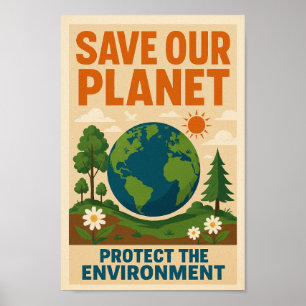 Save Our Planet – Retro Environmental Awareness Po Poster