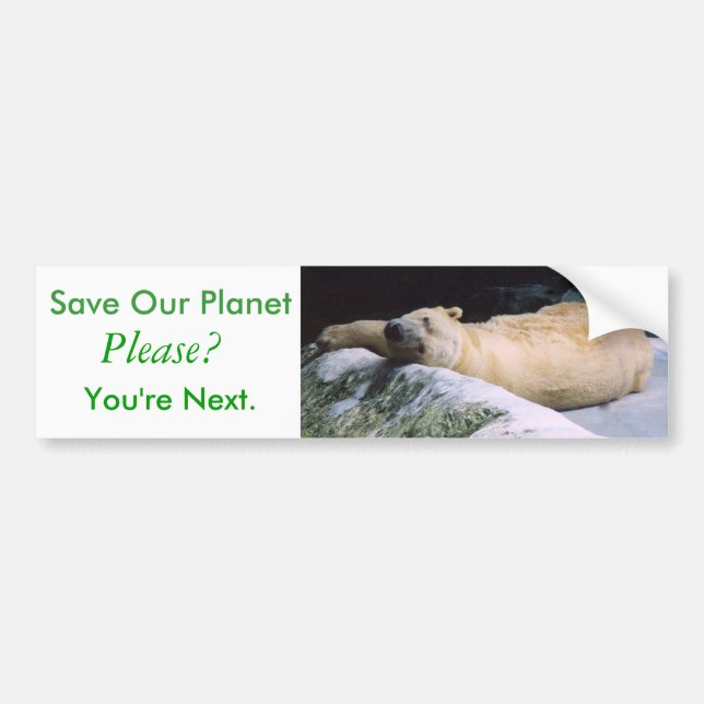 Save Our Planet series Polar Bear bumper sticker (Front)