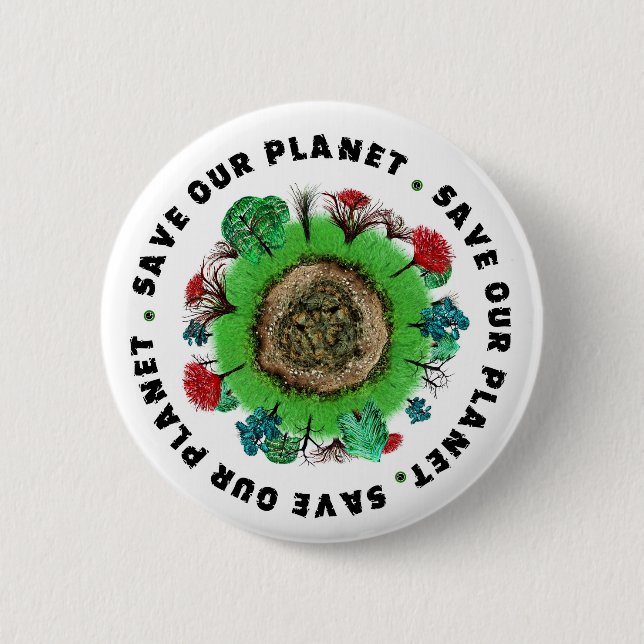 Save Our Planet Slogan and Icon 6 Cm Round Badge (Front)