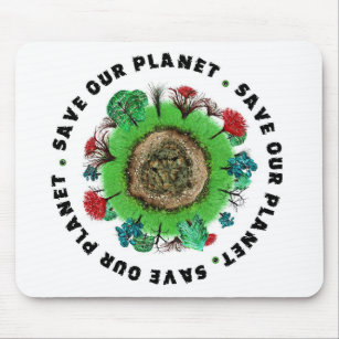 Save Our Planet Slogan and Icon Mouse Mat