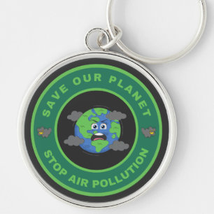 Save our planet stop air pollution key ring
