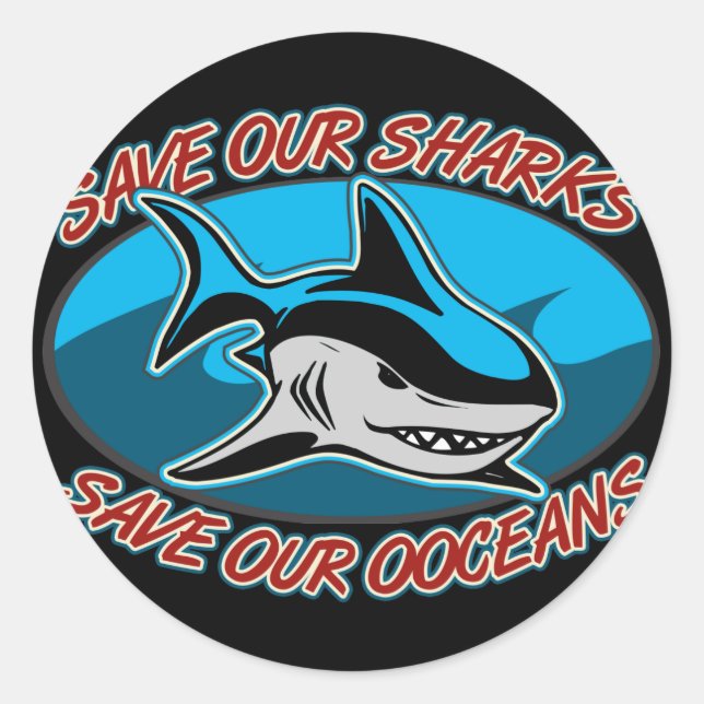 Save Our Sharks Classic Round Sticker (Front)