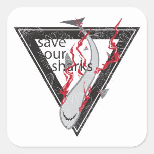 save our sharks SOS floral triangle Square Sticker