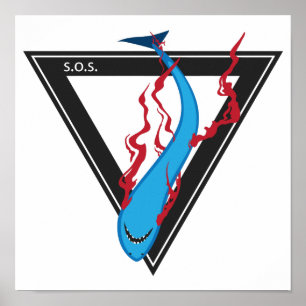 save our sharks SOS triangle Poster